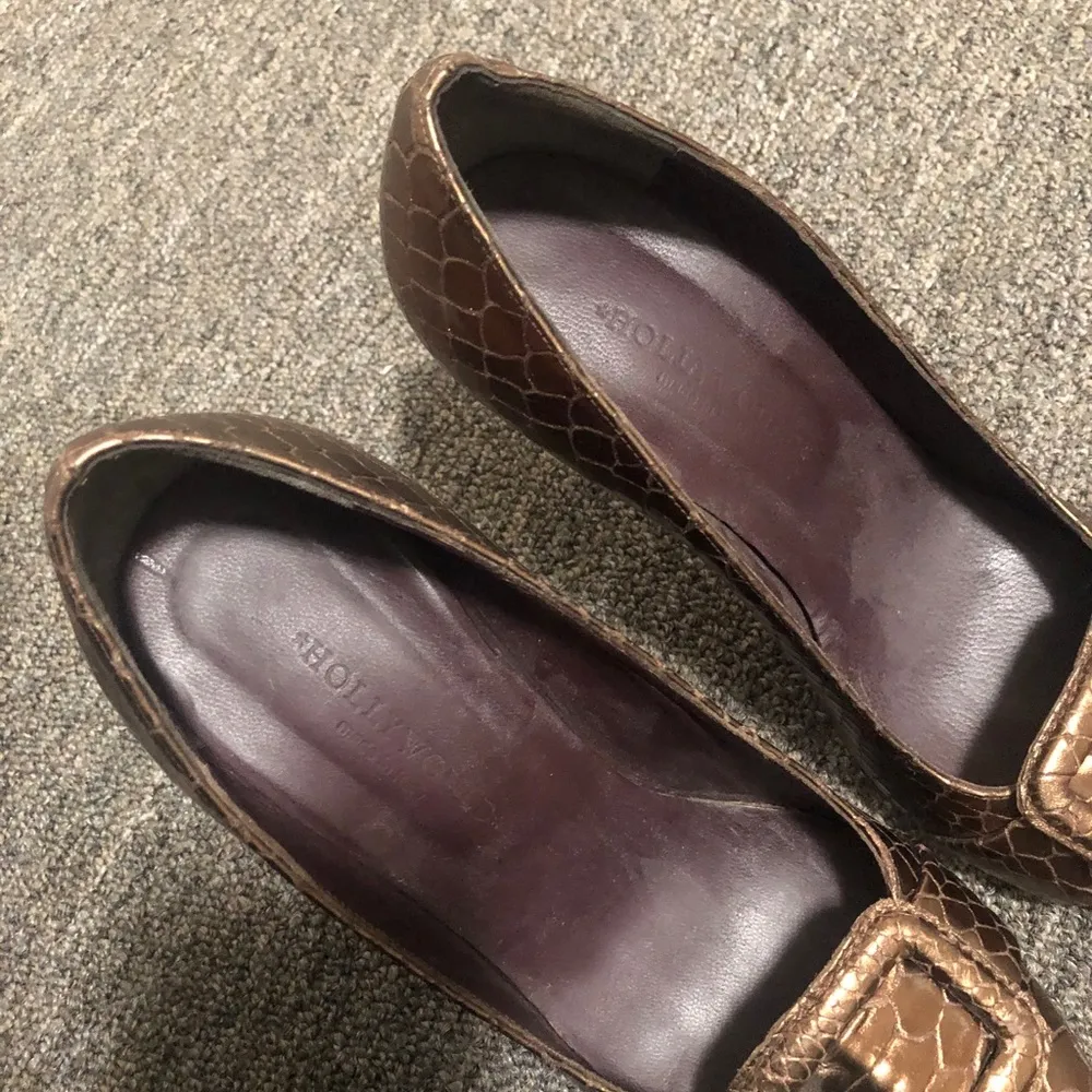 Hollywould Brown Leather Buckle Heels Size 37 EU - Image 5