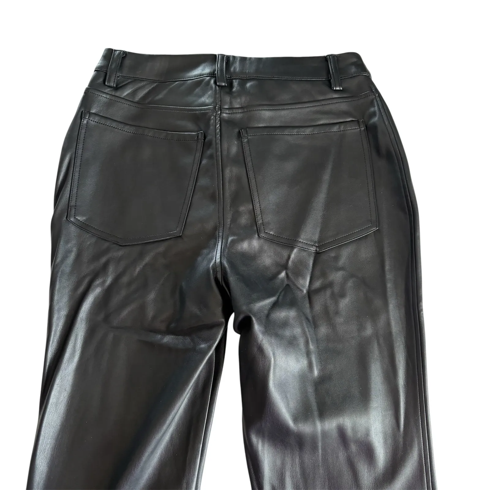 WeWoreWhat Black Vegan Leather Lace Front Flared Hem Pants Women’s Size 25 NWT - Image 7