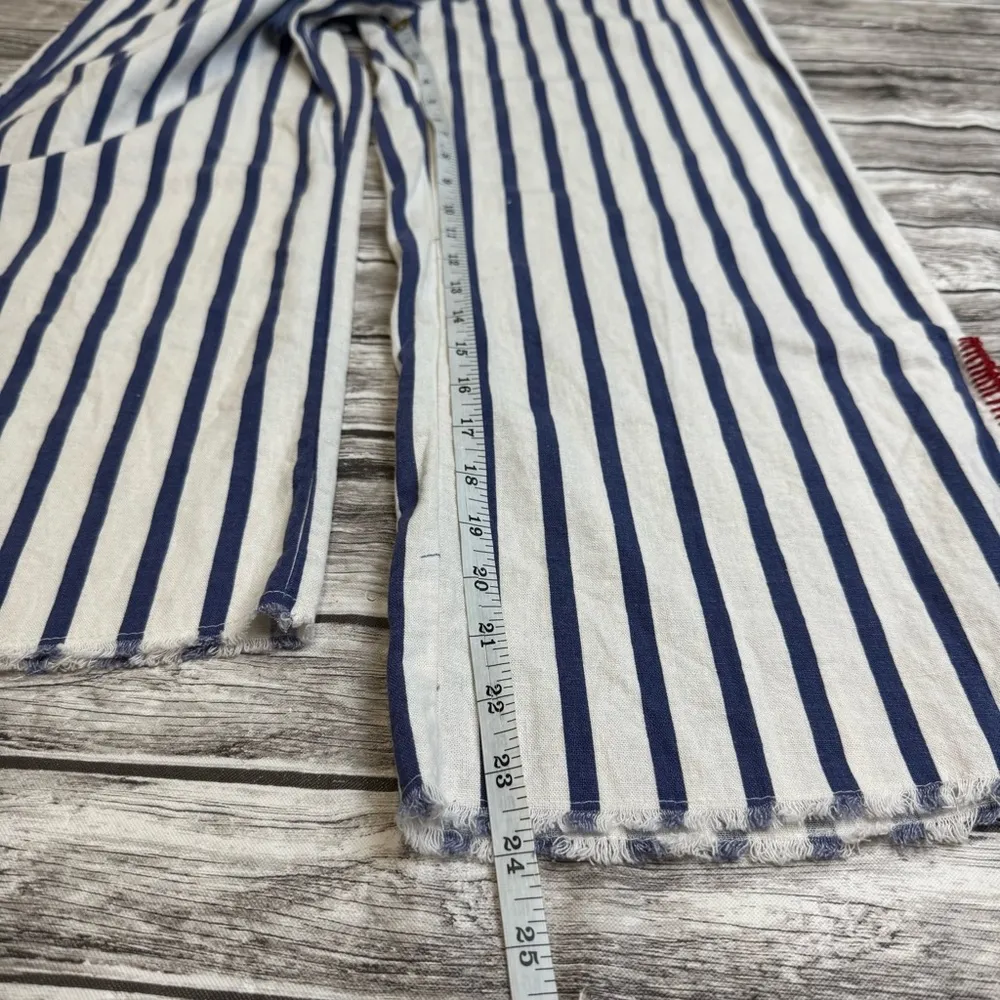 Indigo Rein Women's Wide Leg Crop Beach Pants Stripe White Blue Red M Med Medium - Image 12