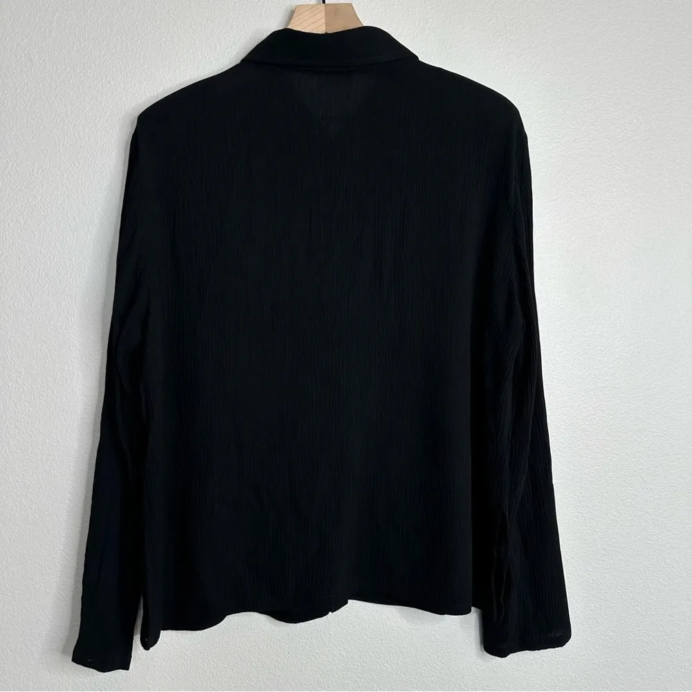 Vintage 90s Sz Black Button Up with Painted Shopping Ladies by Cité Size L - Image 3