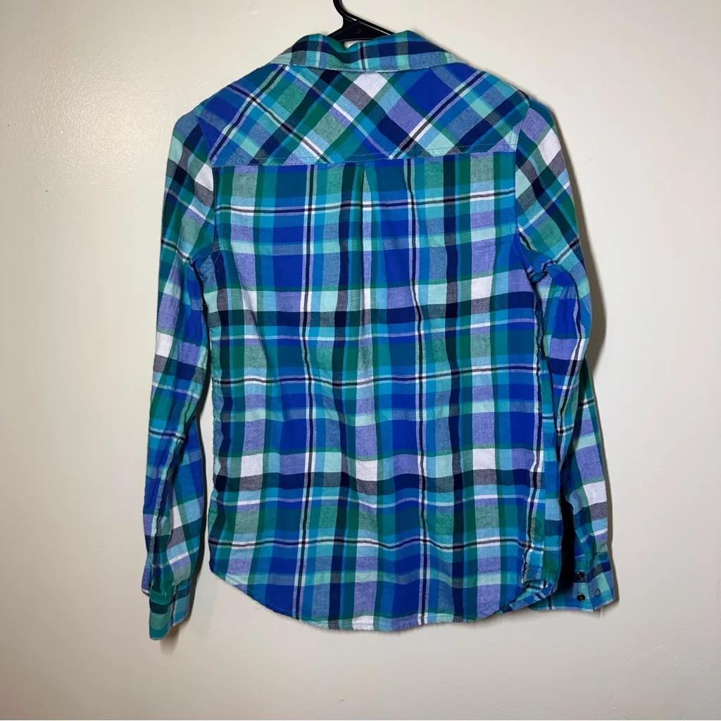 Arizona Jean Company Blue and Green Plaid Button Down Shirt - Image 2