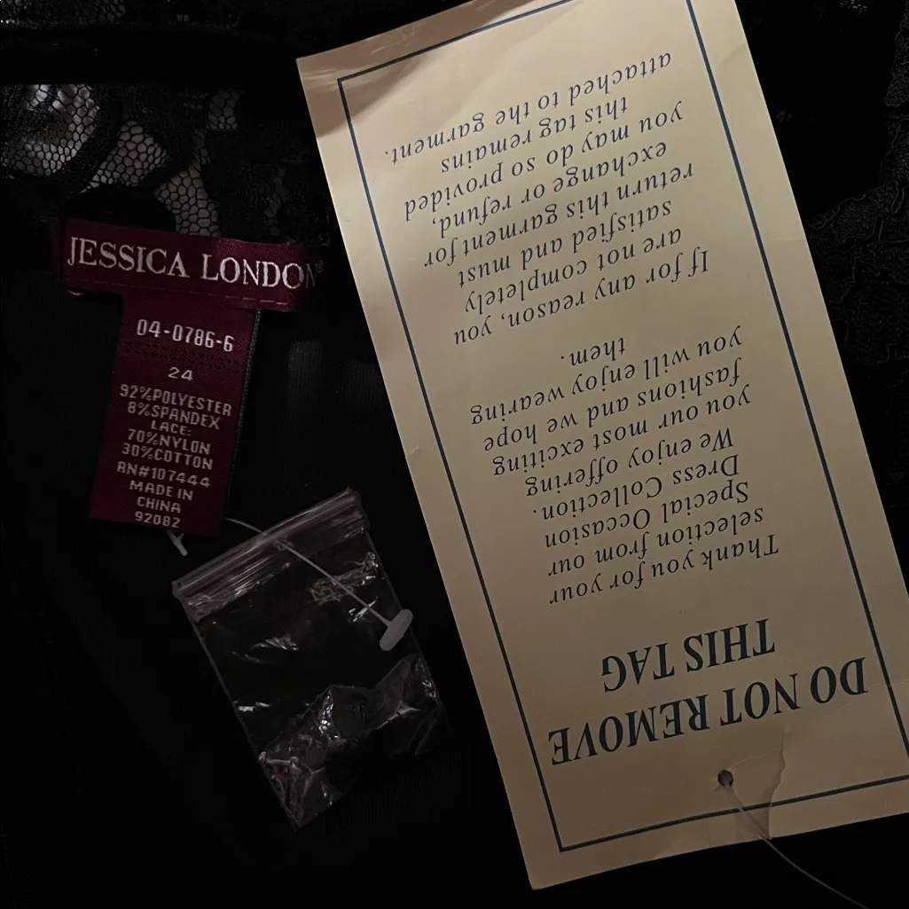 Jessica London NWT Size 24 Black Velvet Lace Long Sleeve Keyhole Elegant Dress - Image 5