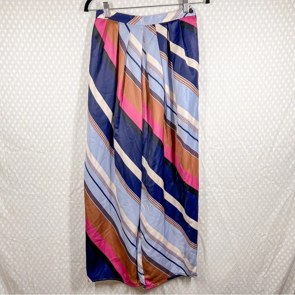 Anthropologie Maeve Striped Satin Balloon High Rise‎ Pants - Image 2