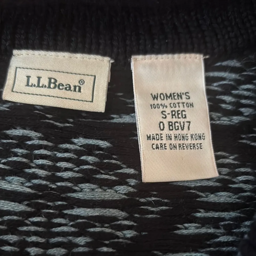 L.L BEAN Bean Cardigan Sweater Womens Small Norwegian Zip Up Snowflake Blue - Image 4