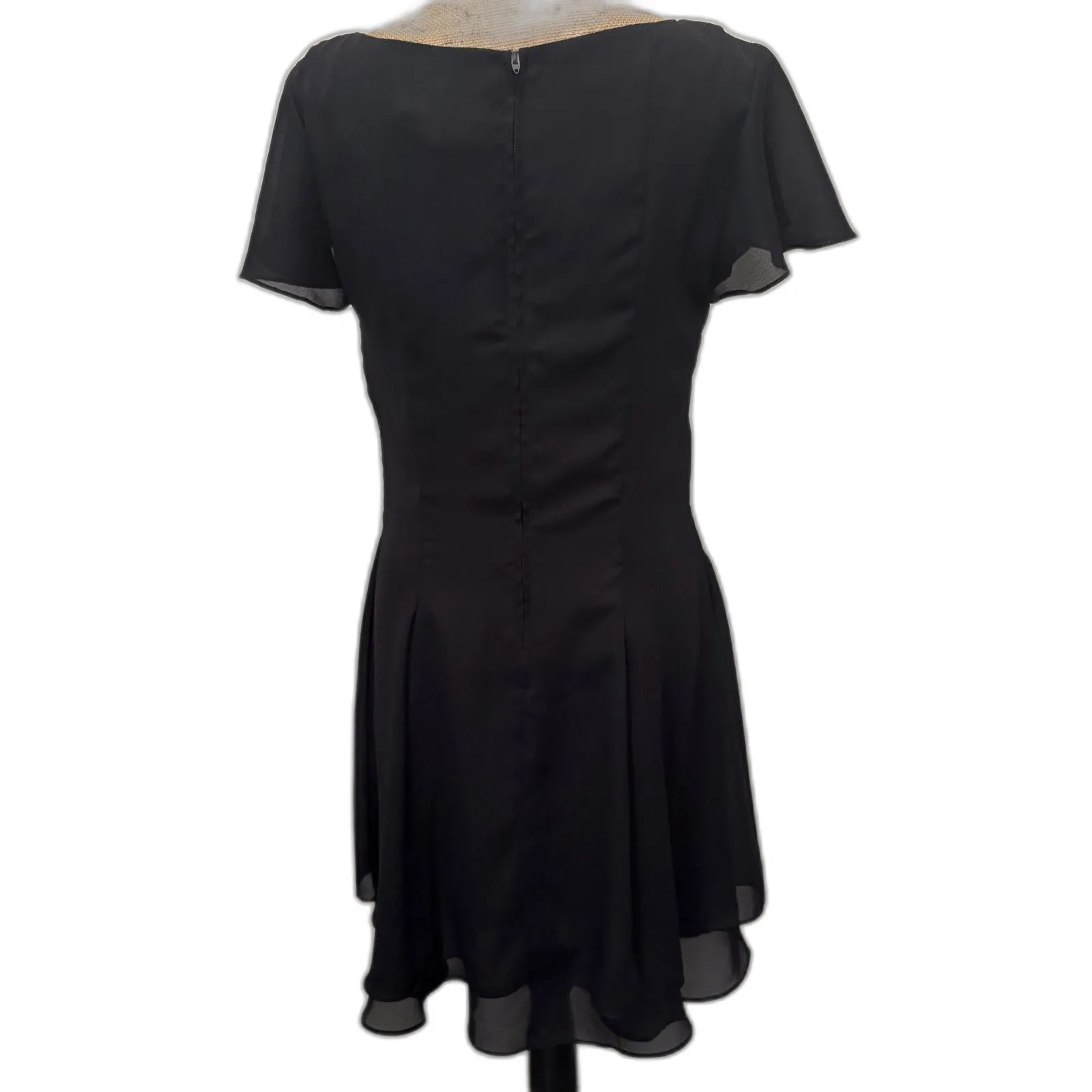 Vintage 90s Onyx Nite Little Black Dress Mini Fit & Flare‎ Classic Hoco Size 10 - Image 4