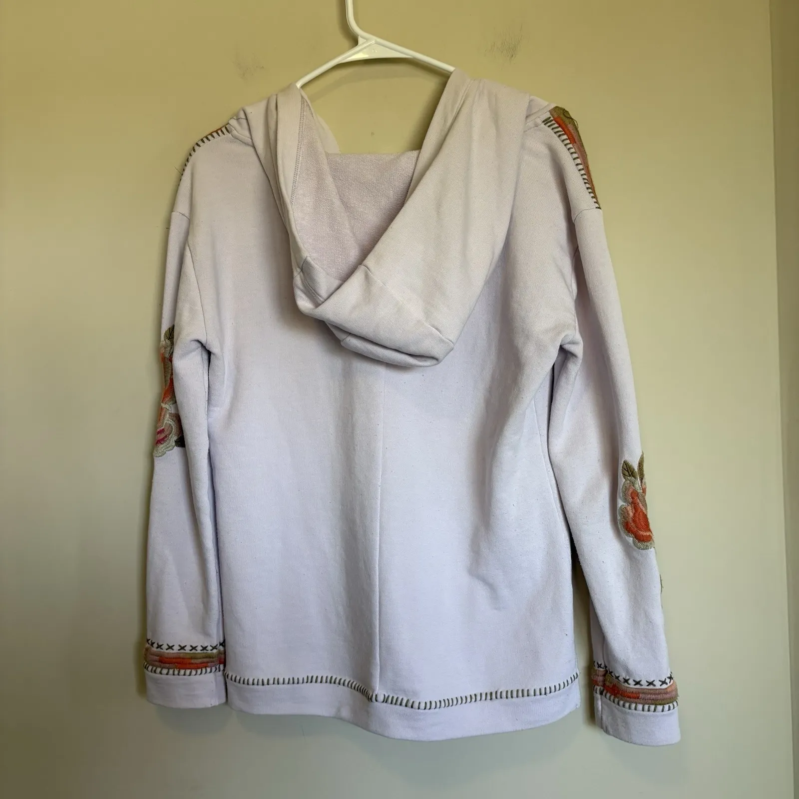 Sundance Women's Embroidered Pullover Pink Hoodie Floral Size Xs - Image 5