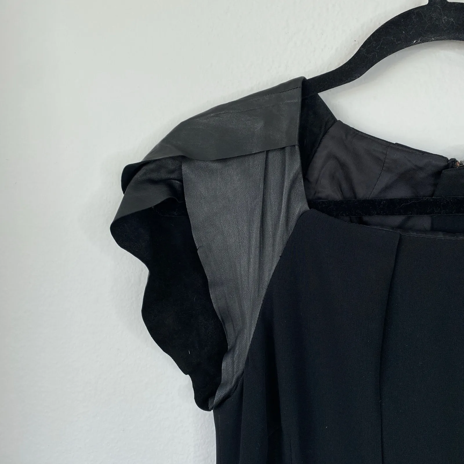 RAG & BONE Black Mini Dress Lamb Leather Edgy Moto LBD Party Sexy Size 2 - Image 5