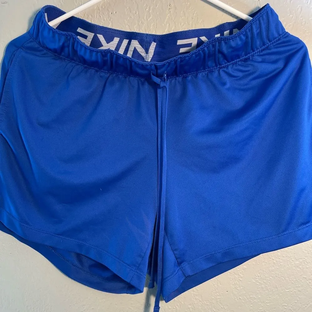 Nike Blue Athletic Shorts with Elastic Waistband Dri-Fit SZ S High-Waist Stretch - Image 5