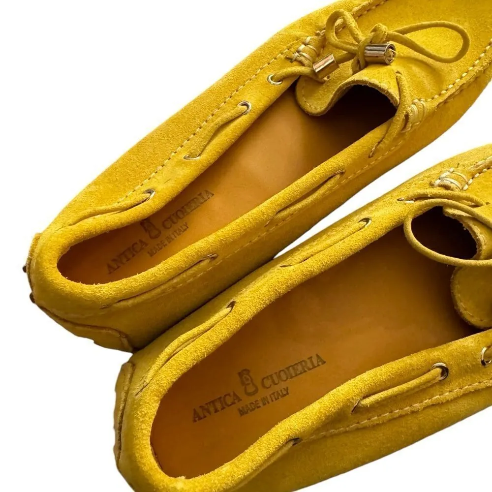 Antica Cuoieria BOW DRIVER LOAFER in yellow 38 Yellow Size 7.5 - Image 6