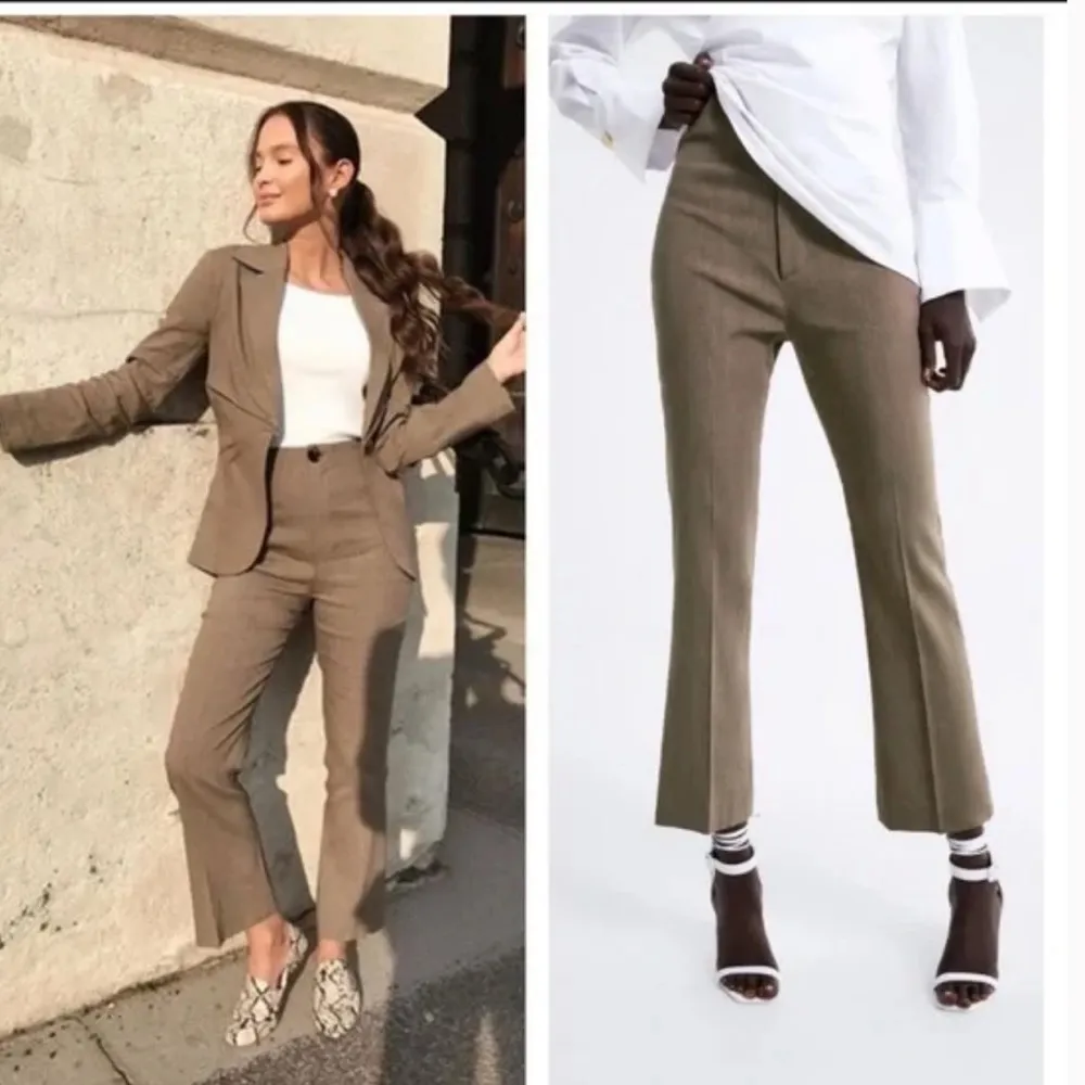 Zara linen blend highwaisted cropped pants XL - Image 4