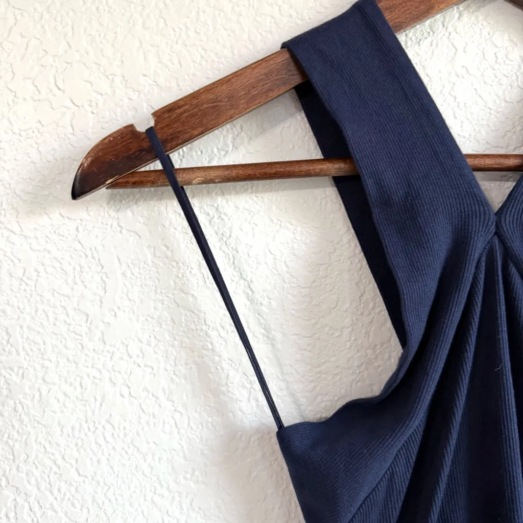 NEW Michael Stars Womens Dress Navy Blue Opaline Ribbed Halter Size Small - Image 6