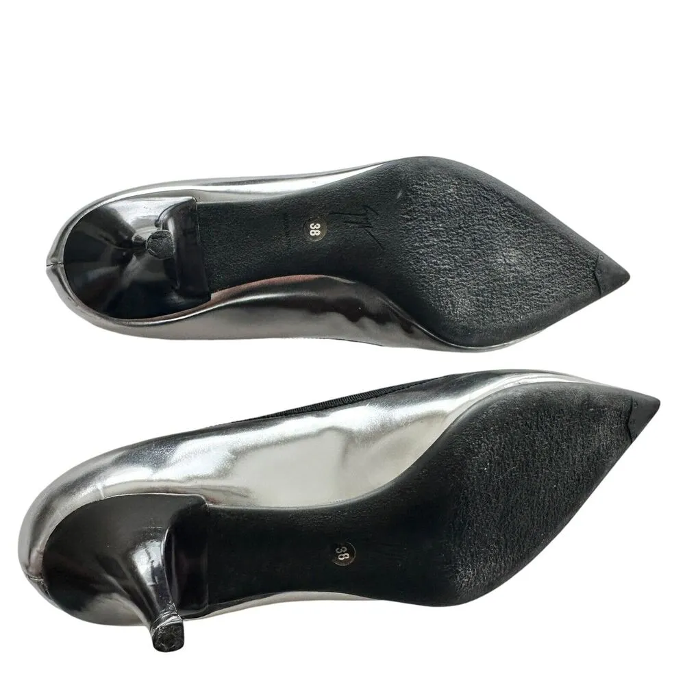 Giuseppe Zanotti Pointed Kitten Heel Metallic Iridescent silver size 38 US 8 - Image 6