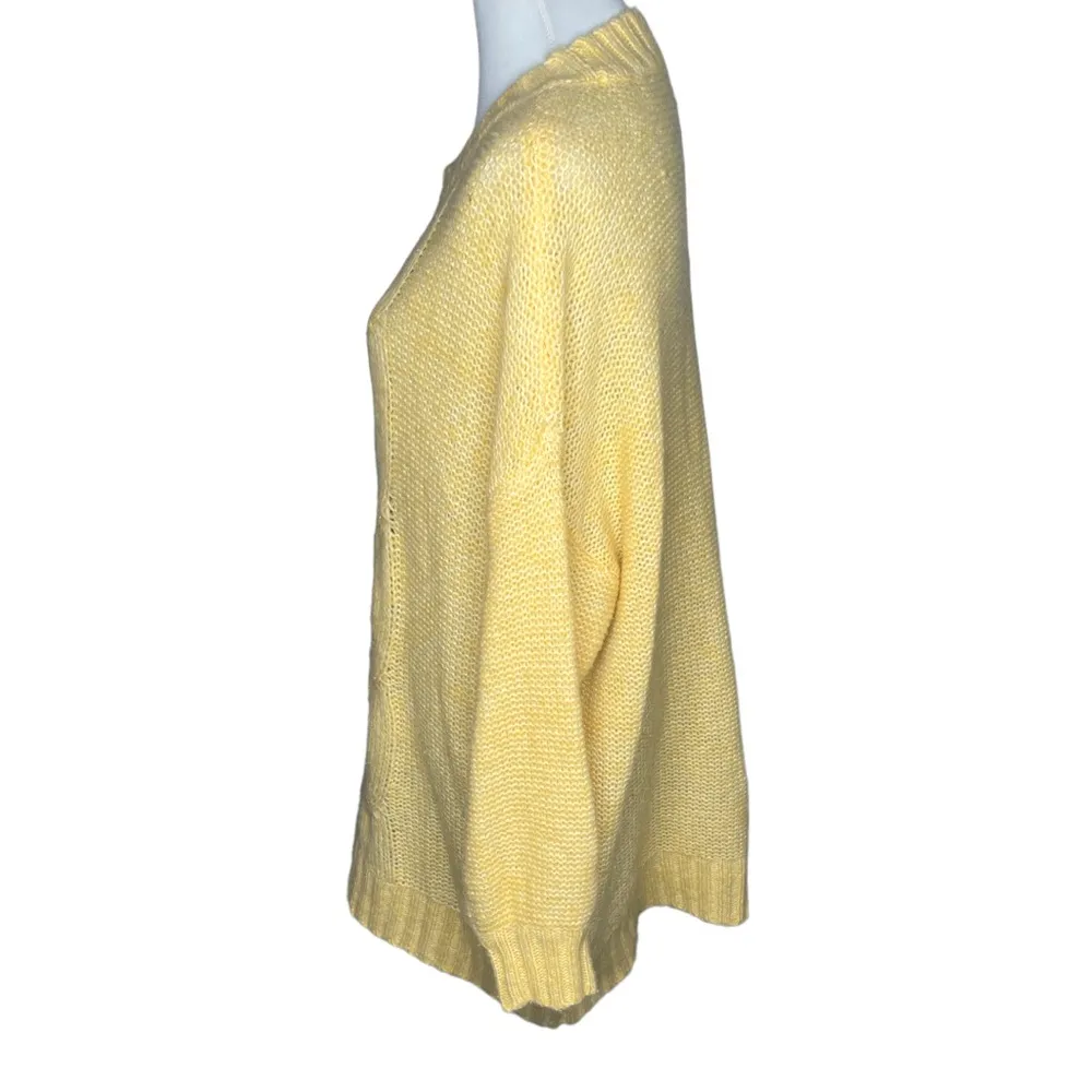 Aerie Happy Place Oversized Long Cable Knit Sweater Pail Yellow Size Medium - Image 4