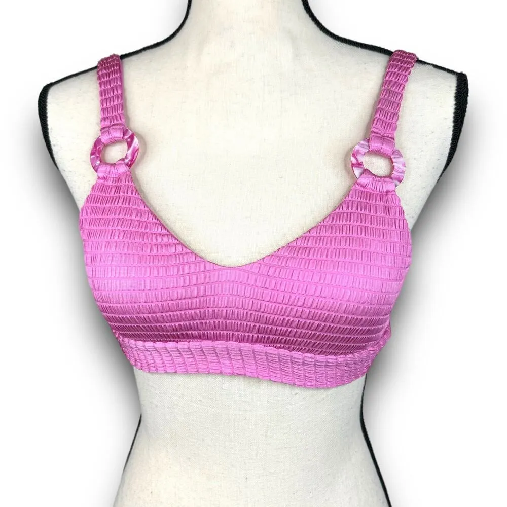 Isabella Rose Maza Textured Bikini Top Bralette Style Bubblegum Pink Size Small - Image 2
