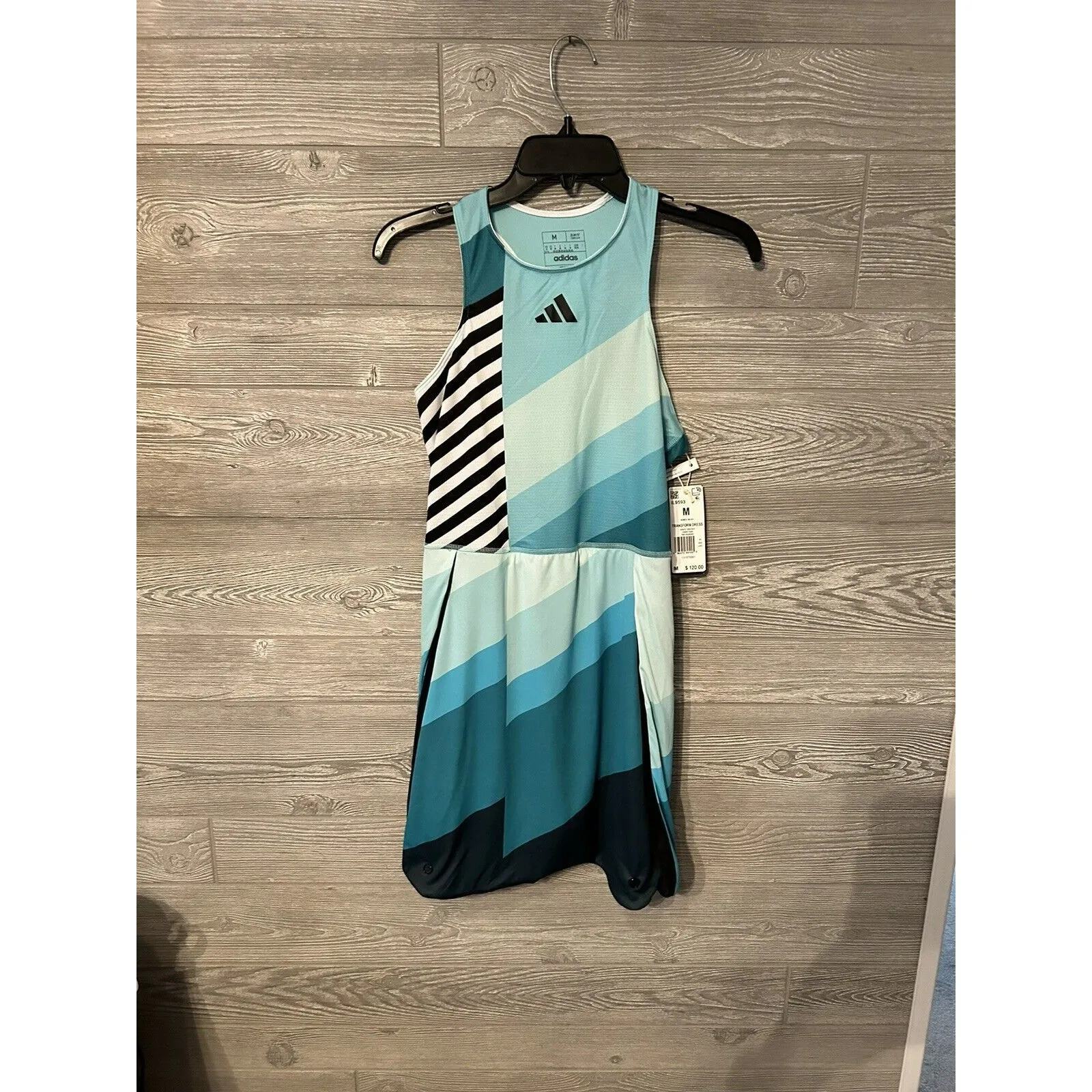 SZ M- Adidas Women's Aero Ready Transformative Tennis Dress,‎ Flash Aqua /Black. - Image 4