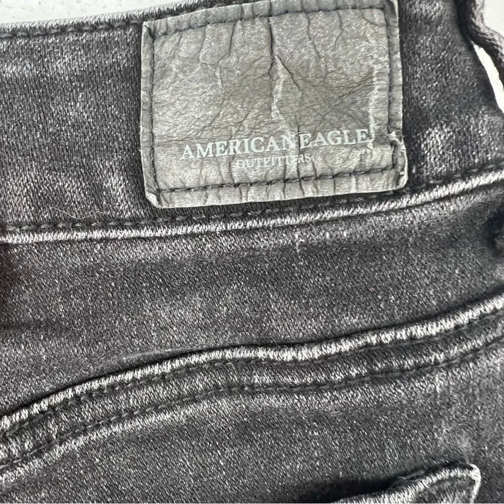 American Eagle Hi Rise Shortie Super Super Stretch X Black Crochet Detail Size 8 - Image 5