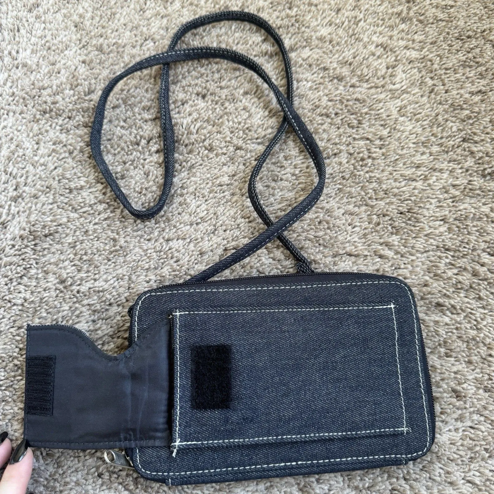 👜 Denim Crossbody Wallet Purse Clutch With Phone Pockets Y2K Denim Wallet Purse Blue - Image 4