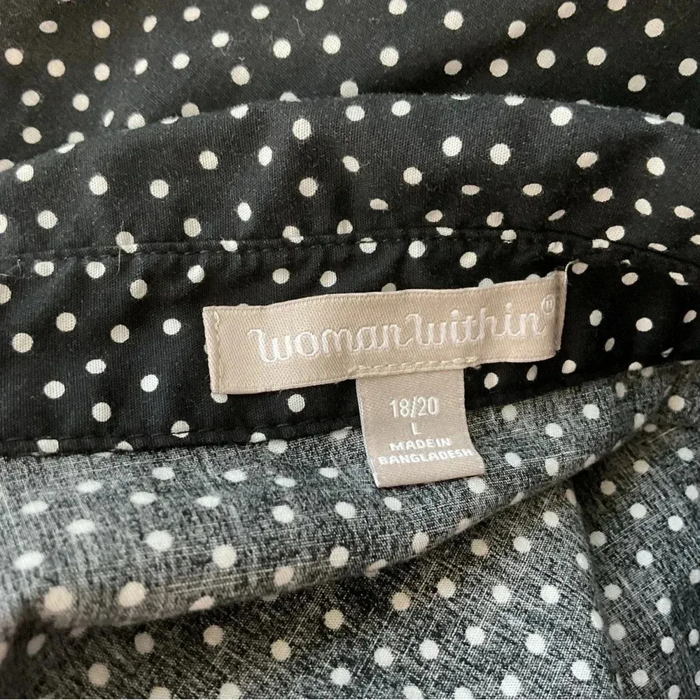 Woman Within‎ Polka Dot Button Down Shirt Size Large 18/20 - Image 5