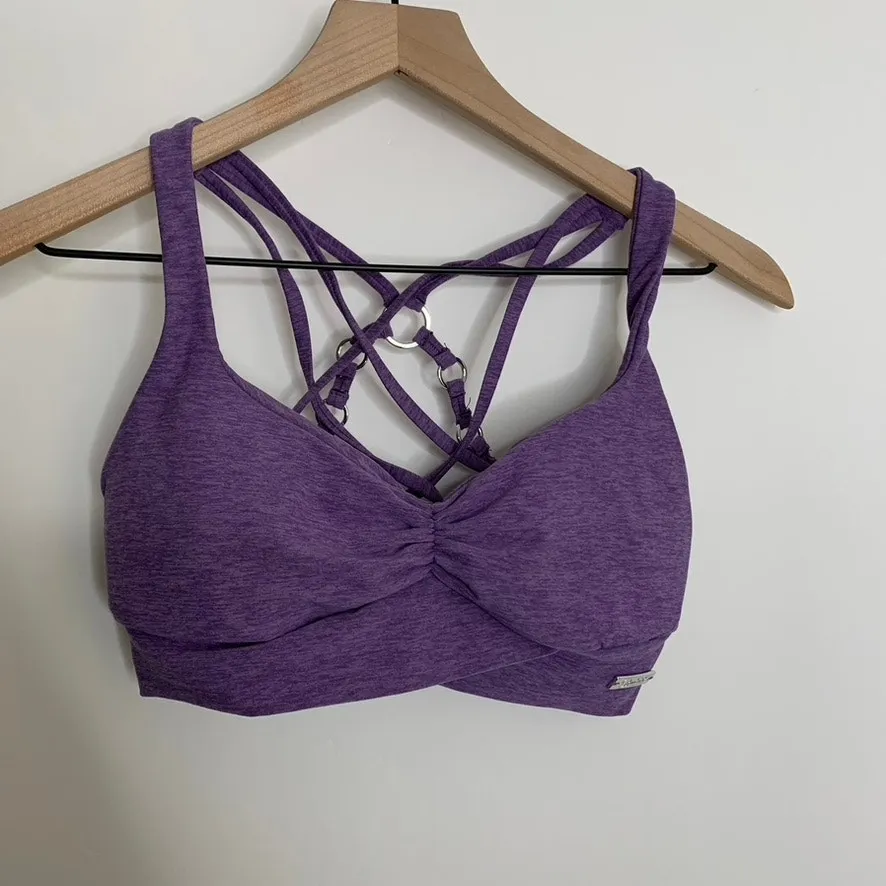 Bombshell Sportswear Angel Sports Bra Violet Purple Womens Small - Image 3