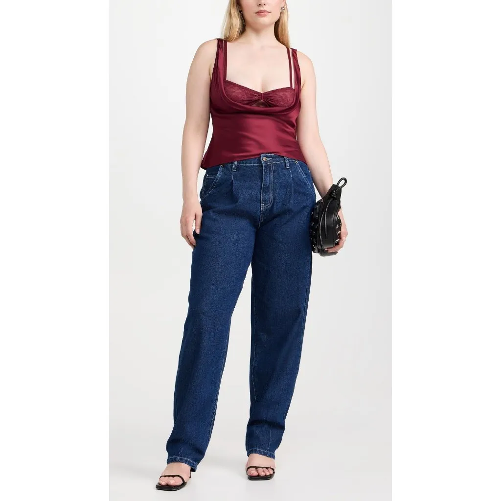 LIONESS Delilah Top in Burgundy Small New Womens Satin Tank Blouse - Image 10