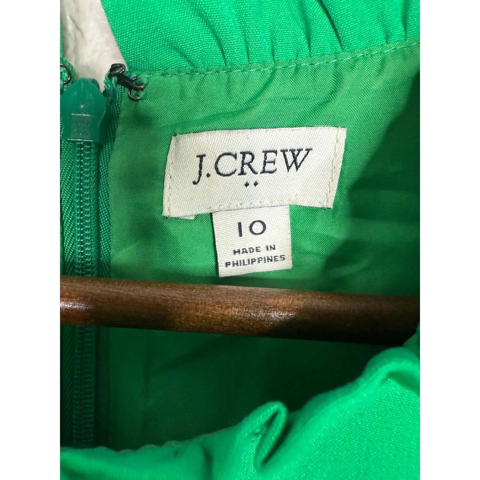 J. Crew Sleeveless Ruffle Neck Knee Length Sheath Dress 10 Modern Kelly Green - Image 8