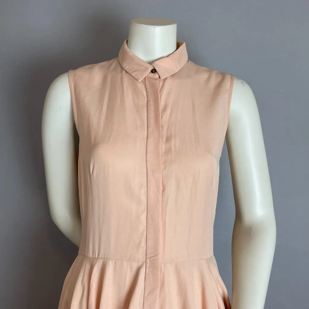 DO+BE Dress High Low Hem Button-Up Women Size Small Light Pink Sleeveless Collar - Image 4