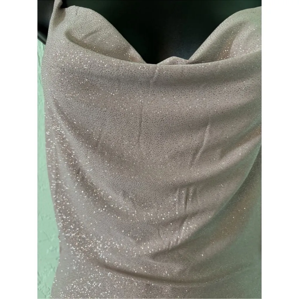 Triple Seven Pink Taupe Sparkling Mini Cocktail Party Cross Back Dress Sz Small - Image 4
