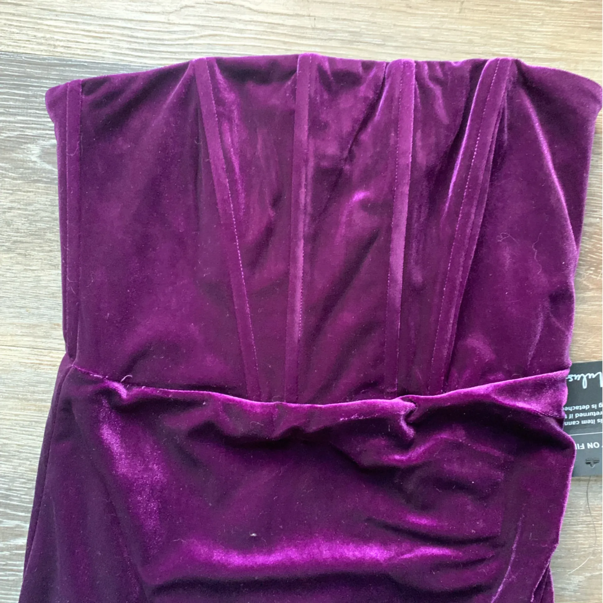 NWT Lulus Glamorous Celebrations Purple Velvet Strapless Maxi Dress S - Image 3