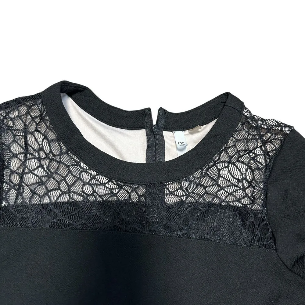 Black Lace Fit & Flare Cocktail Dress Medium Petite MP Party Goth NY Collection - Image 5