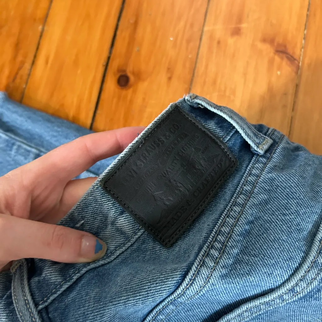 ☀️3/25 Levi's Made Crafted Long Column Taper High Rise Straight Leg Jeans 26 raw - Image 5