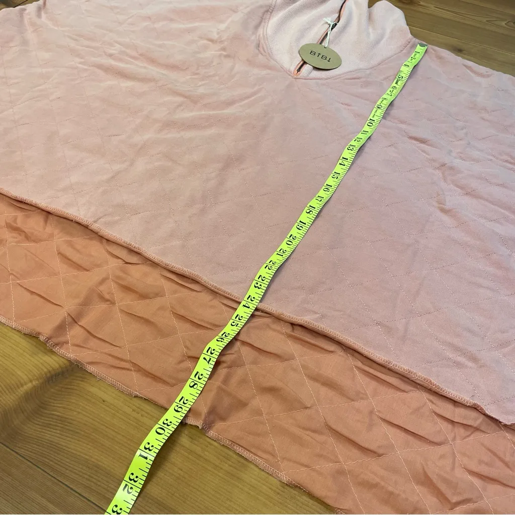 BiBi Oversized Quilted High Low Quarter Zip Long Sleeve Sweatshirt Medium Salmon Pink - Image 5