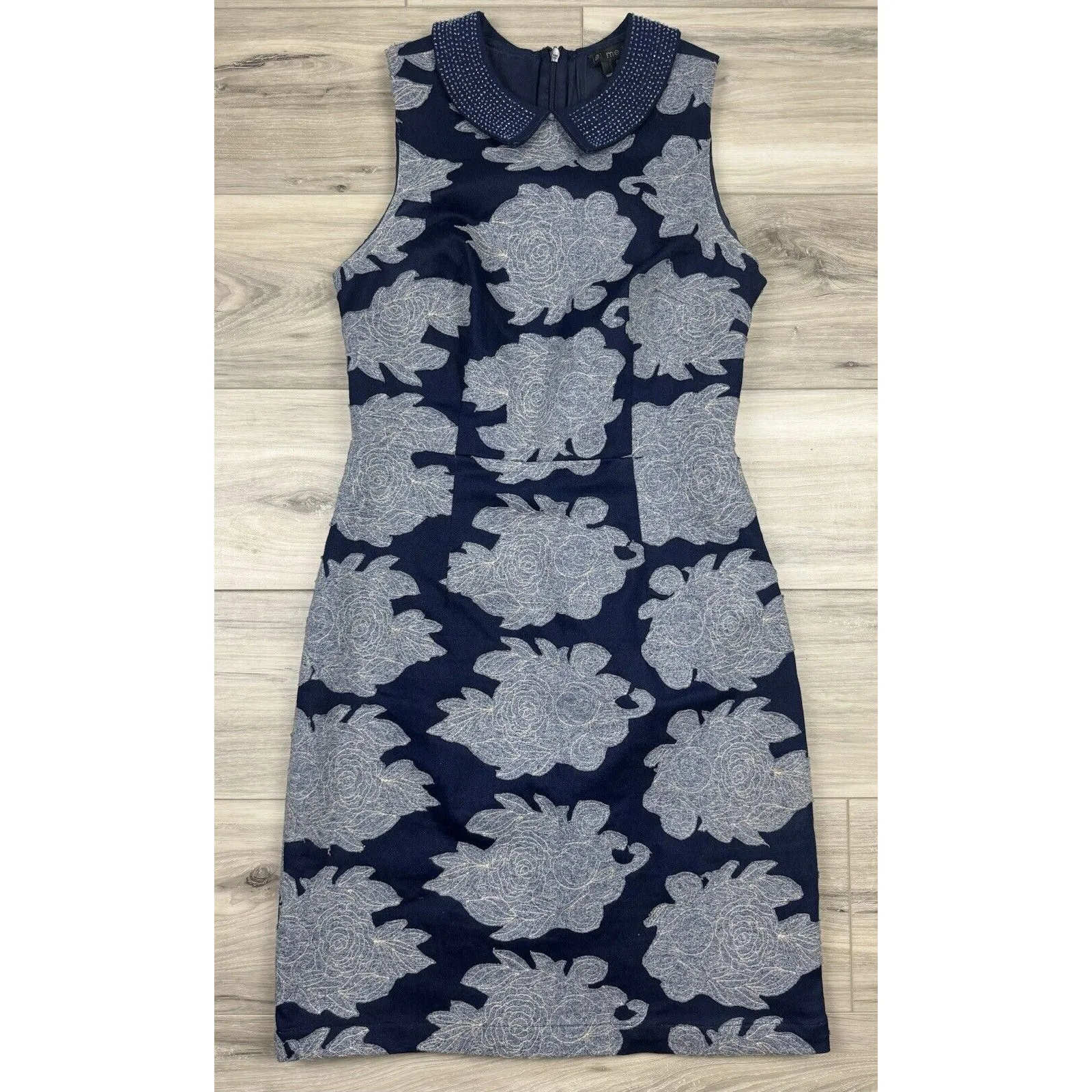 Anthropologie Let Me Be‎ Rain Garden Sheath Beaded Appliqué Dress Size 4 - Image 4