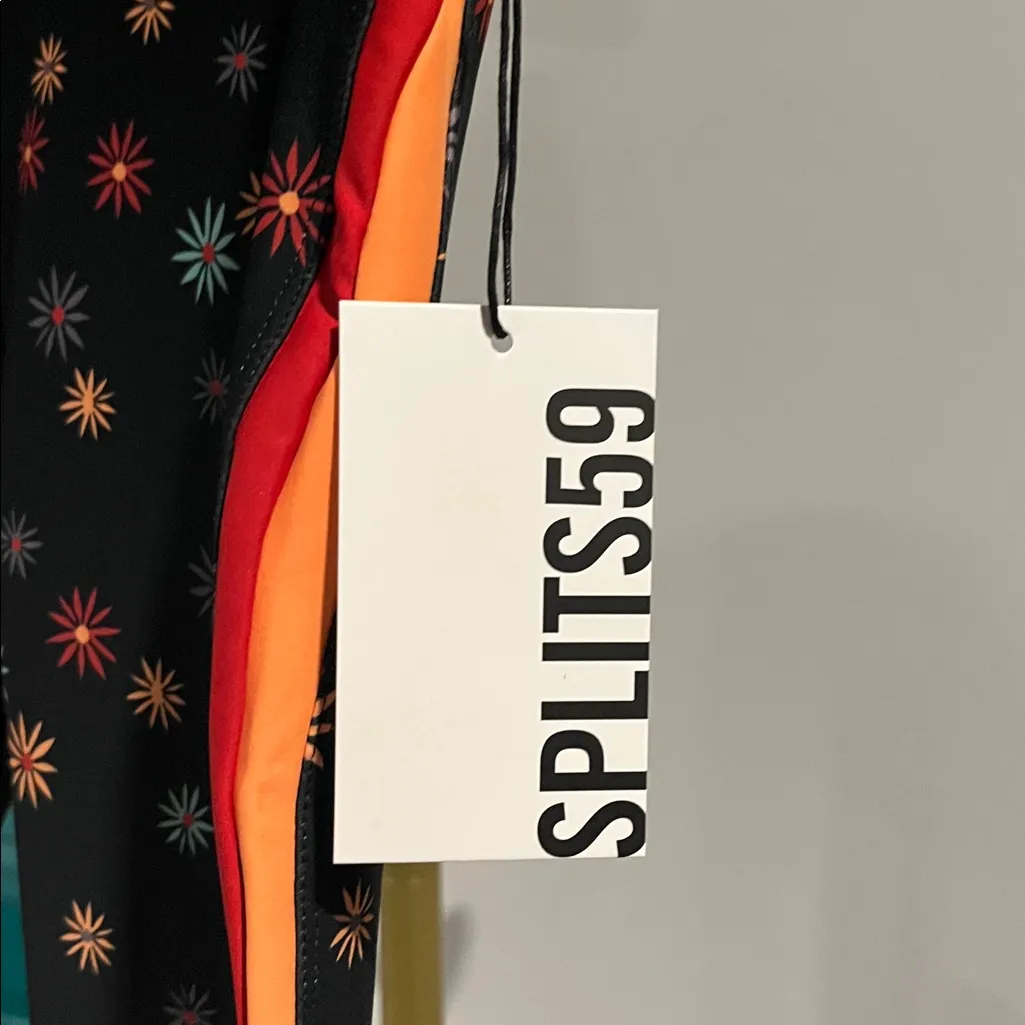 Splits59 NWT Sydney High Waist Techflex 7/8 Leggings Multi Floral + Red Stripes - Image 6