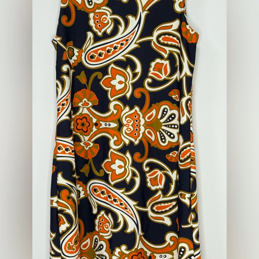 JUDE CONNALLY Beth Dress Retro Paisley Floral Navy Orange Size Small - Image 3