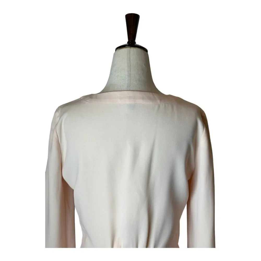 J. Crew Pale Pink Surplice V Neckline Puff‎ Blouson Sleeve Peplum Blouse Size 0 - Image 5