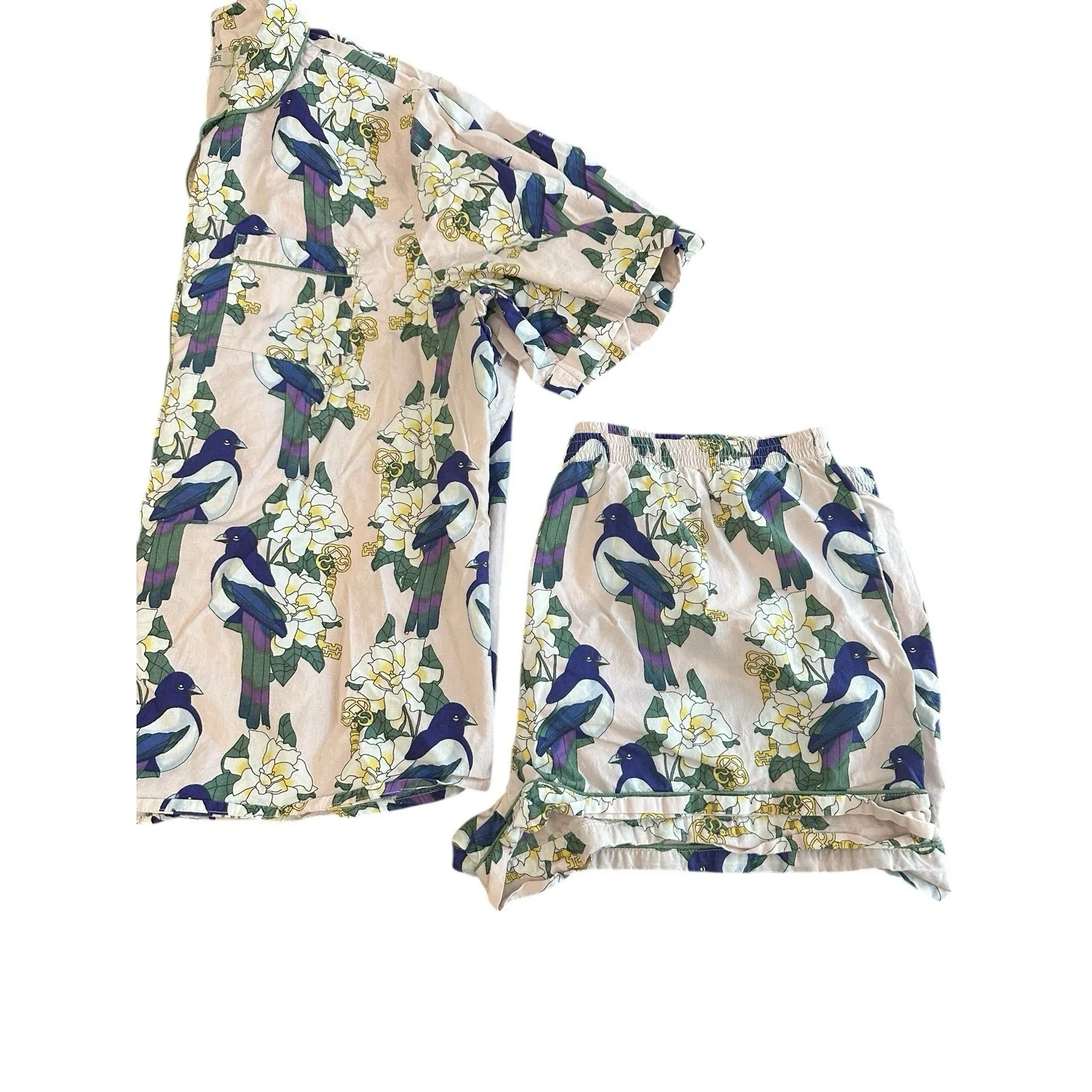 THEIR NIBS Anthropologie Women's Pajama Set Size XL Birds Floral Comfort #IJ2 - Image 13