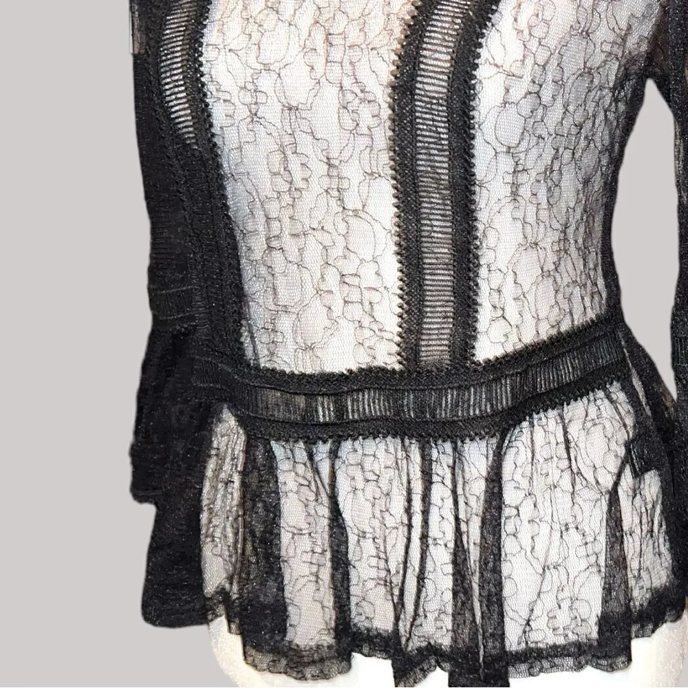 Blashe sheer lace goth style blouse! Black Size M - Image 2