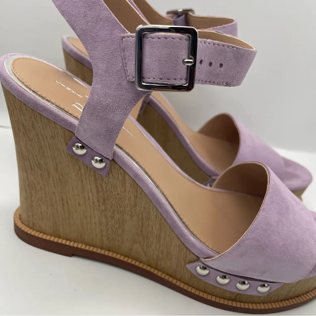 Linea Paolo Ellis suede ankle strap lilac wedge sandals women’s Size 8M Purple - Image 5