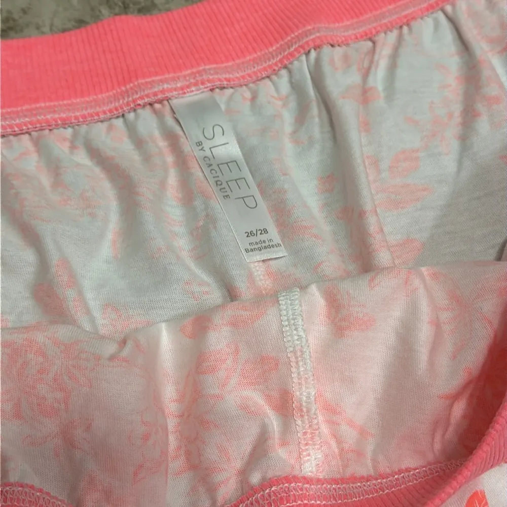 Cacique Comfy Cotton Printed PJ Pajama Shorts 26/28 Pink White - Image 7