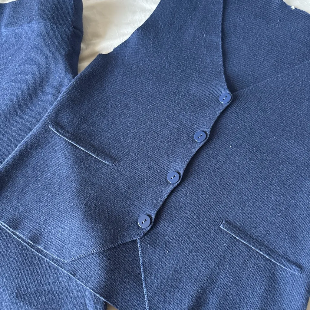 Pink Rose Navy Blue Pants & Vest Set - Image 3