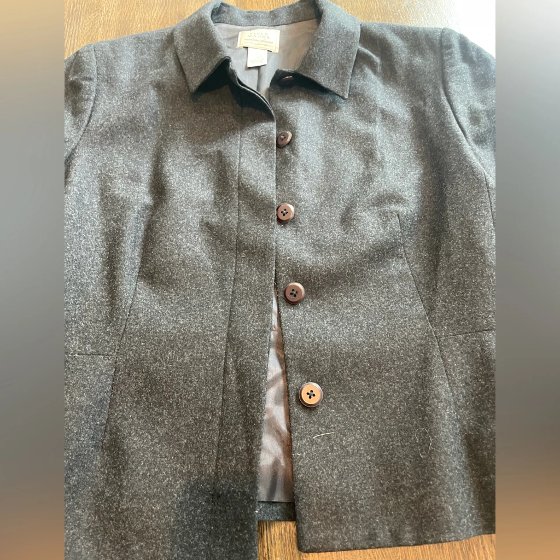 Field Manor Charcoal Gray Wool Suit (Coat and Skirt) - Image 5