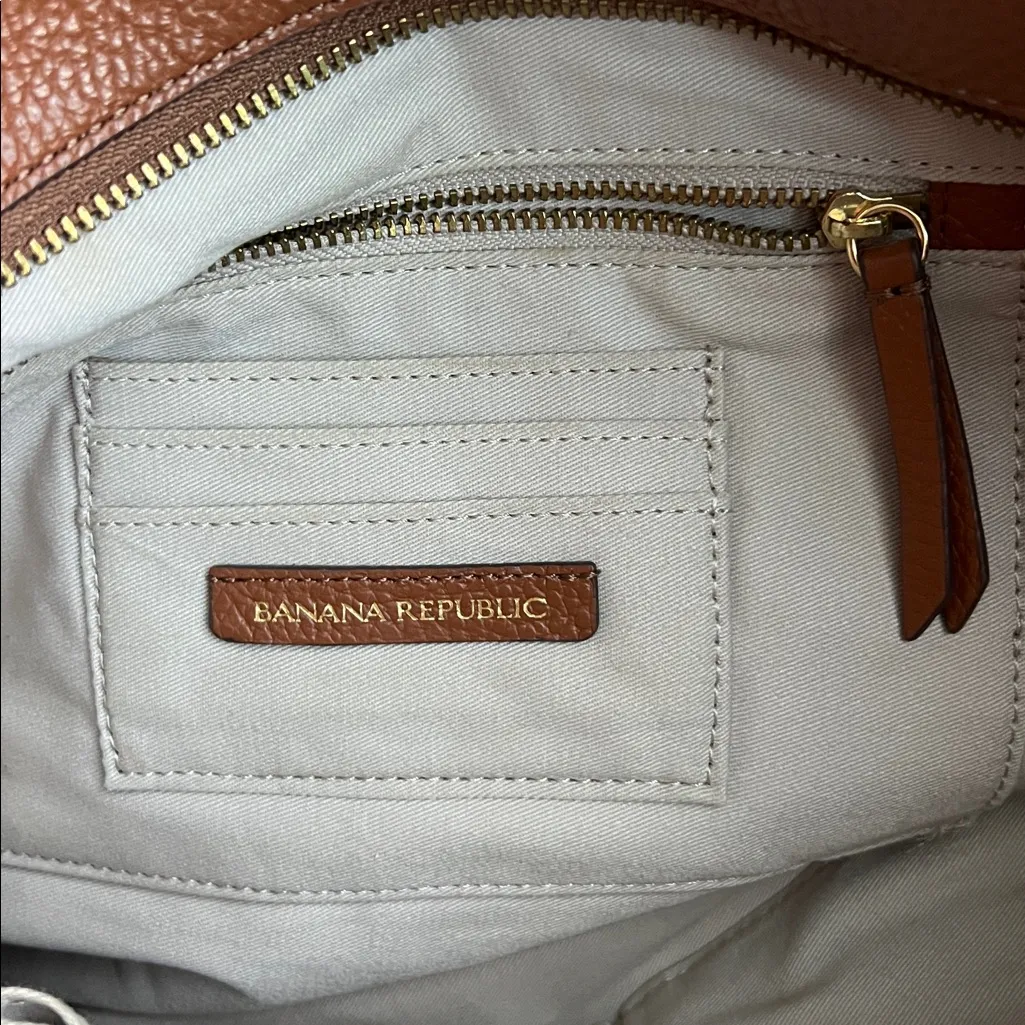 Banana Republic Women’s Brown Leather Knit Handle Tote w/ wallet insert Bag 🔴 - Image 6