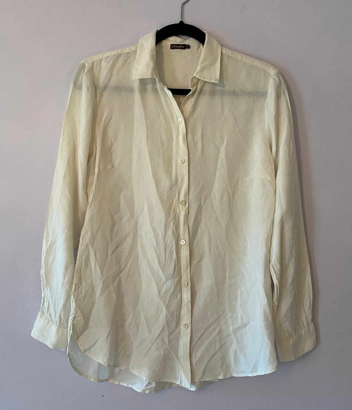 J. McLaughlin Cream Button Down Shirt 100% Silk Minimalist Women's size Small - Image 1