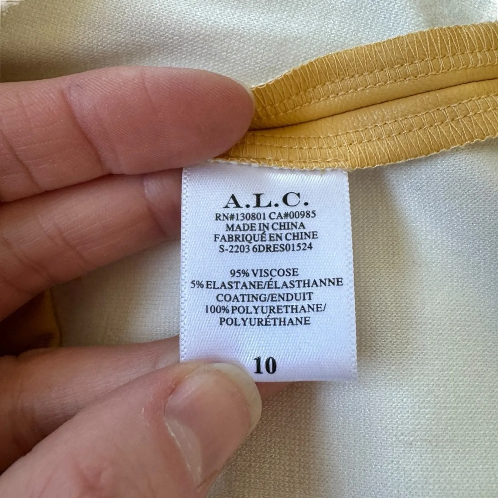 NEW ALC Vegan Leather Cutout Mini Dress Yellow - Image 9