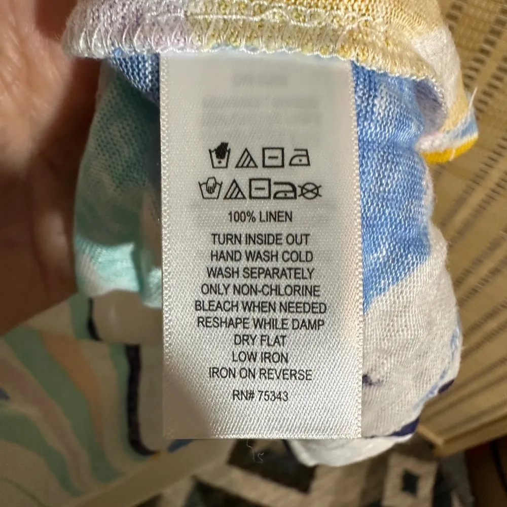 Rachel Zoe Abstract Floral Print Multicolored 100% Linen Tank Top Size XL NWT - Image 16