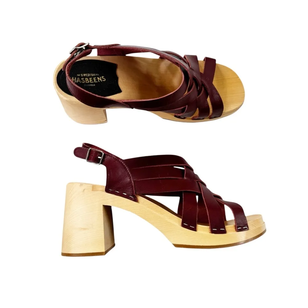 NEW Swedish Hasbeens Vivi Leather Clog Sandal Bordeaux size 40 or 10 Brown - Image 10