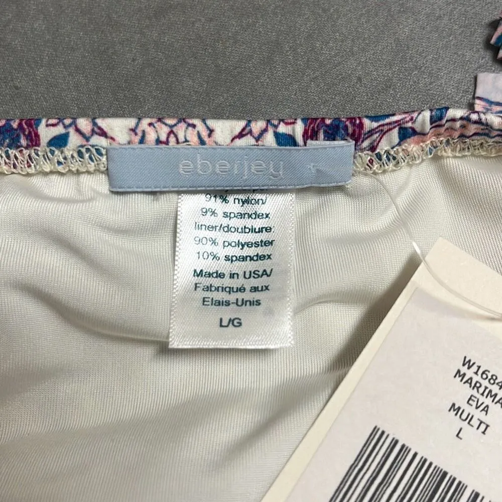 Eberjey Marimar Gisele Swimwear String Bikini Bottoms Cream Red Floral Large NWT - Image 6