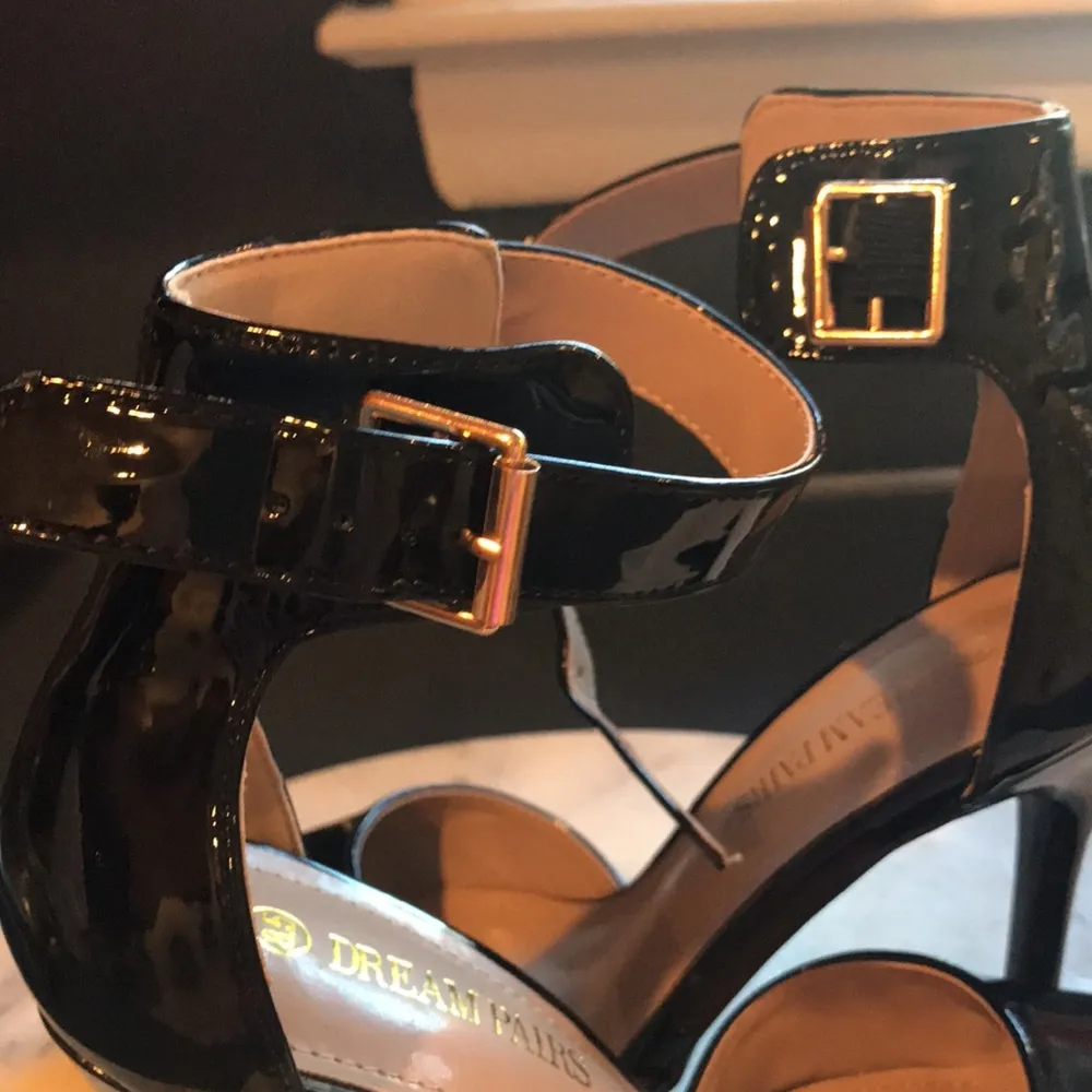 Black Dreampair Pointed Toe Ankle Strap Stiletto Pumpsu - Image 7