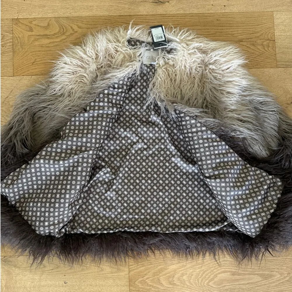 Guess - Christina Degrade Faux Fur Jacket in Ombre Beige Gray & Brown - Image 2