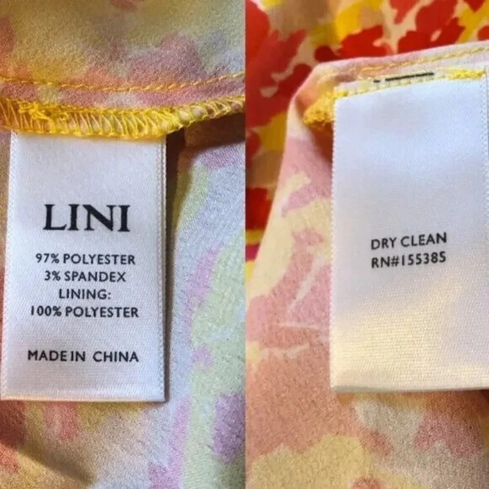 Lini Amalia Midi Dress High Low Hem Yellow Multi Women's Size Large‎ - Image 6